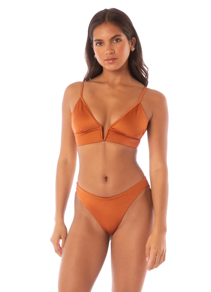 Maaji Satin Umber Sublimity Regular Rise Classic Bikini Bottom Maaji