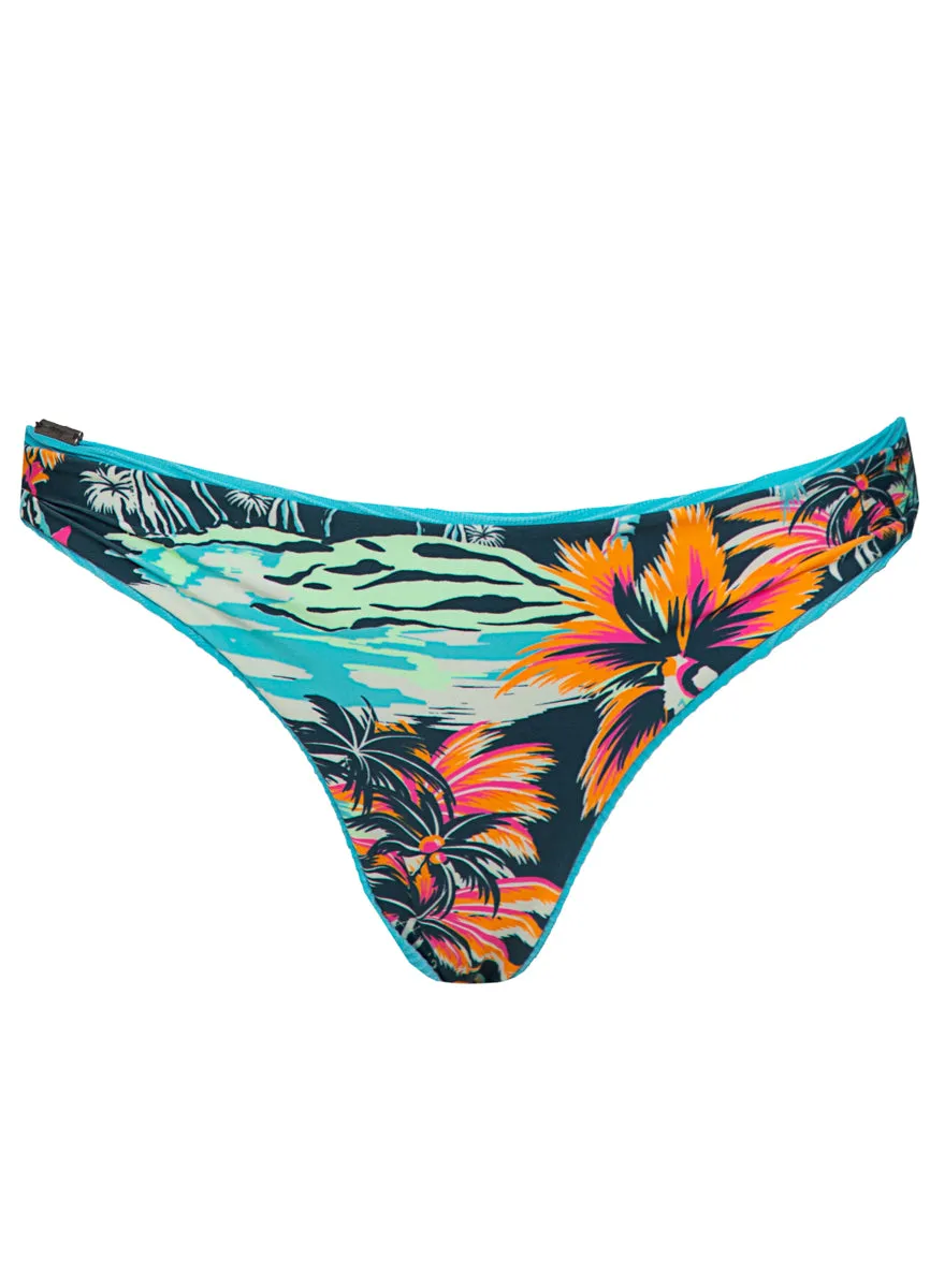 Maaji Sea Blue Iconic Regular Rise Thin Side Bikini Bottom Maaji