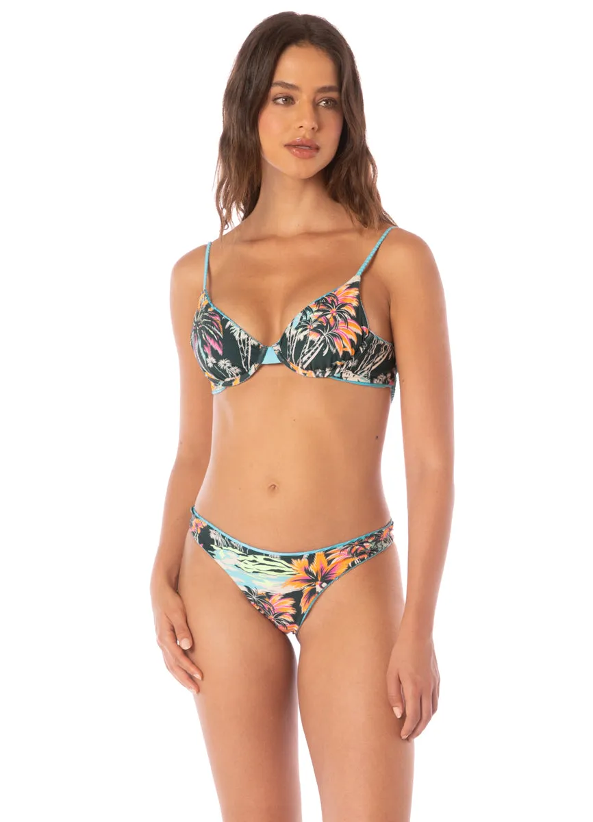 Maaji Sea Blue Iconic Regular Rise Thin Side Bikini Bottom Maaji
