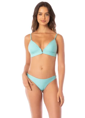 Maaji Sea Turquoise Paradiso Eyelet Long Line Triangle Bikini Top Maaji