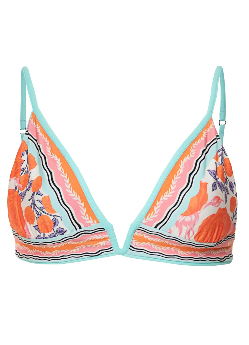 Maaji Sea Turquoise Paradiso Eyelet Long Line Triangle Bikini Top Maaji