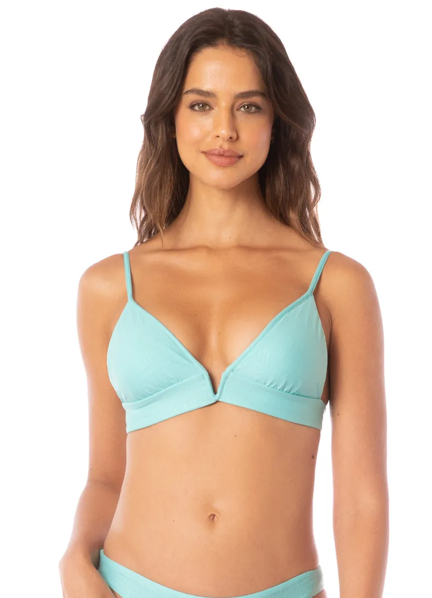 Maaji Sea Turquoise Paradiso Eyelet Long Line Triangle Bikini Top Maaji