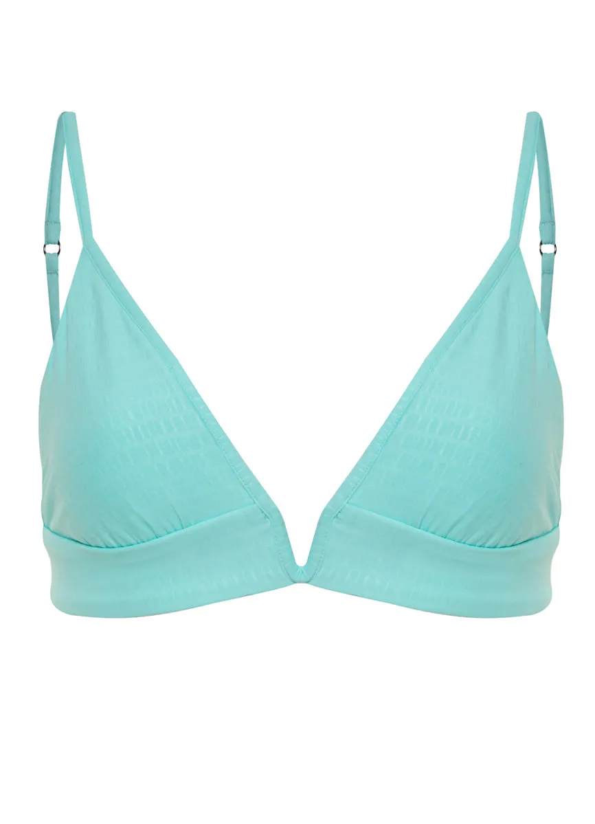 Maaji Sea Turquoise Paradiso Eyelet Long Line Triangle Bikini Top Maaji