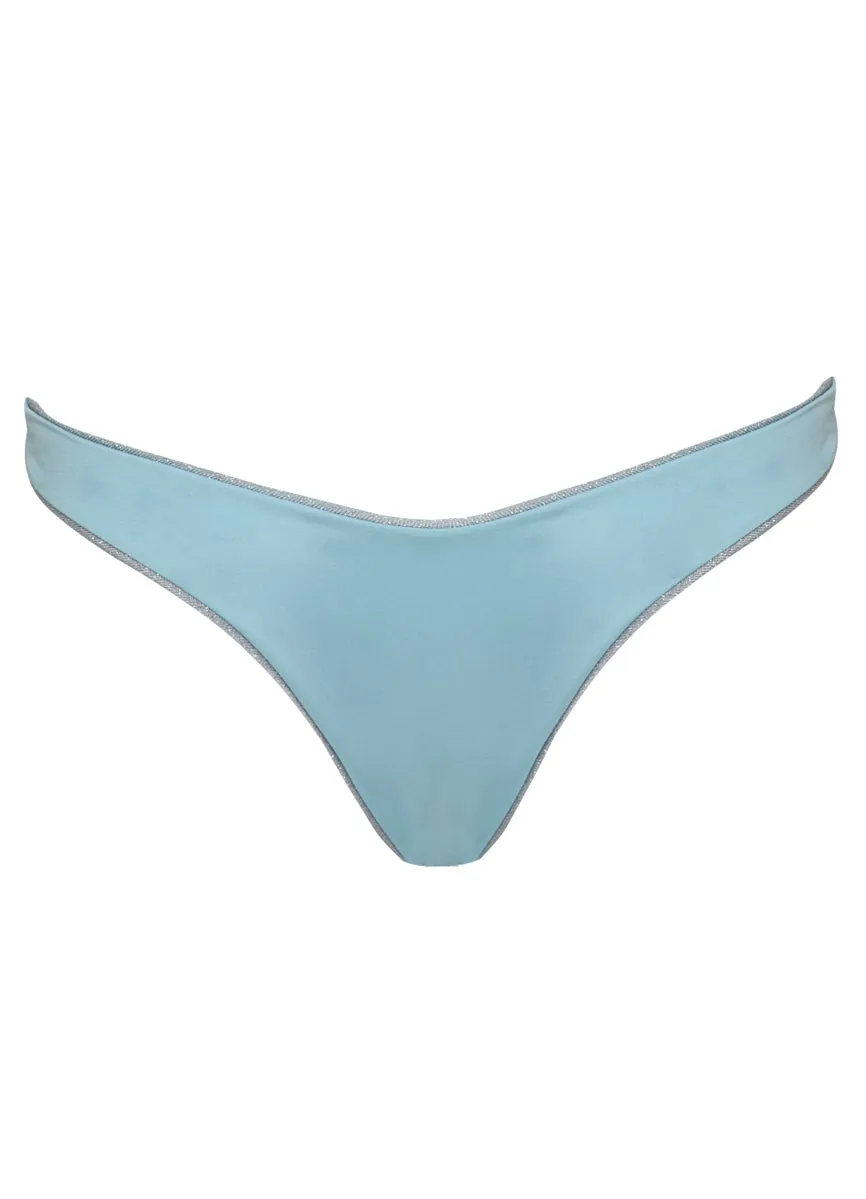 Maaji Silver Blue Splendour Regular Rise Thin Side Bikini Bottom Maaji