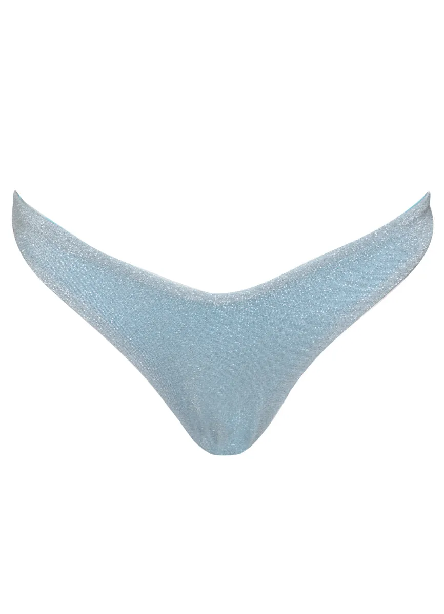 Maaji Silver Blue Splendour Regular Rise Thin Side Bikini Bottom Maaji