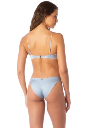 Maaji Silver Blue Splendour Regular Rise Thin Side Bikini Bottom Maaji