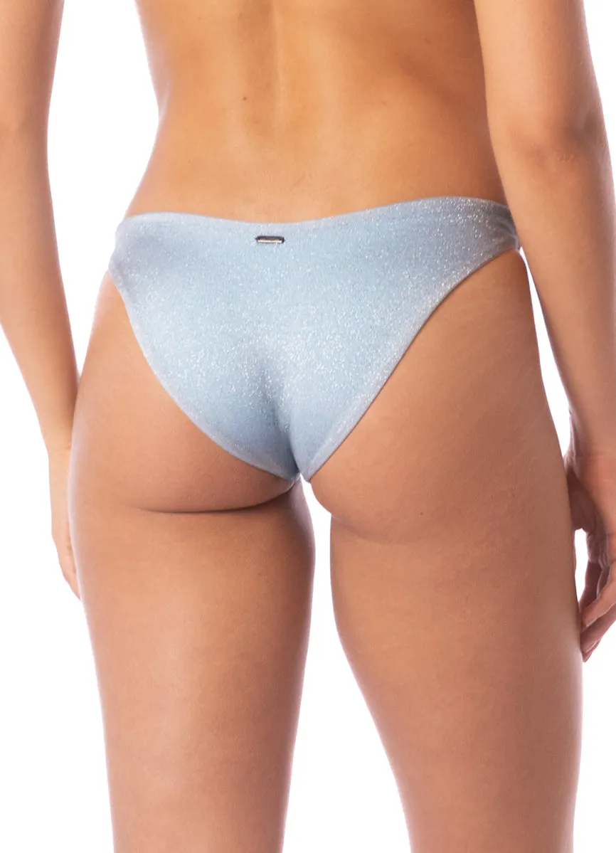 Maaji Silver Blue Splendour Regular Rise Thin Side Bikini Bottom Maaji