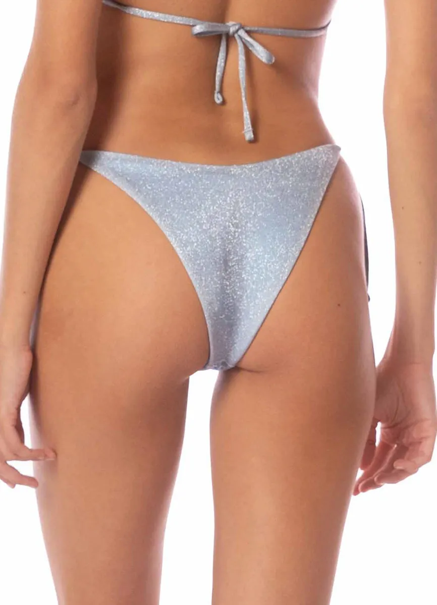 Maaji Silver Blue Splenium Regular Rise Tie Side Bikini Bottom Maaji