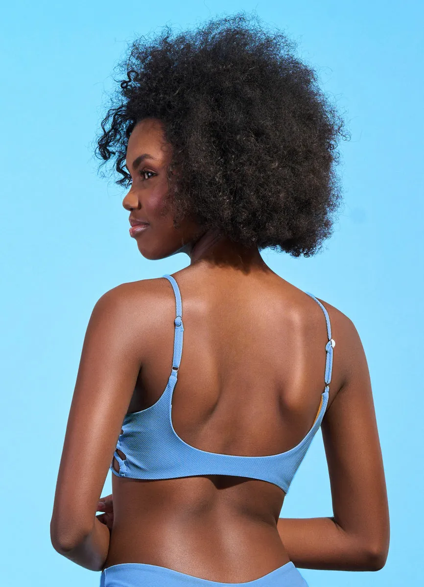 Maaji Stone Blue Gliter Sporty Bralette Bikini Top Maaji