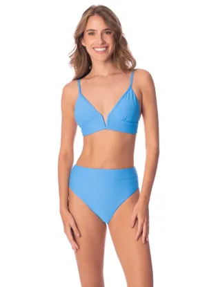 Maaji Stone Blue Parade Long Line Triangle Bikini Top Maaji