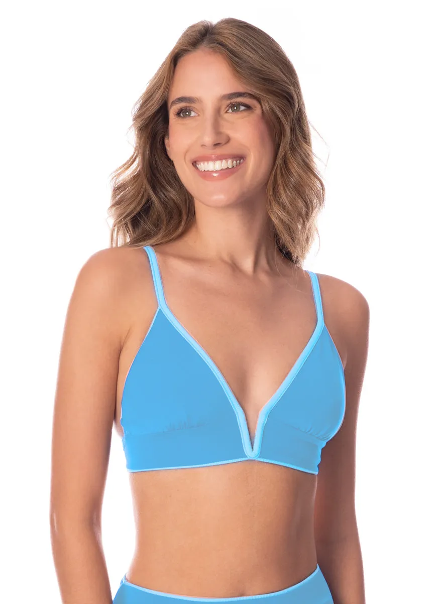 Maaji Stone Blue Parade Long Line Triangle Bikini Top Maaji
