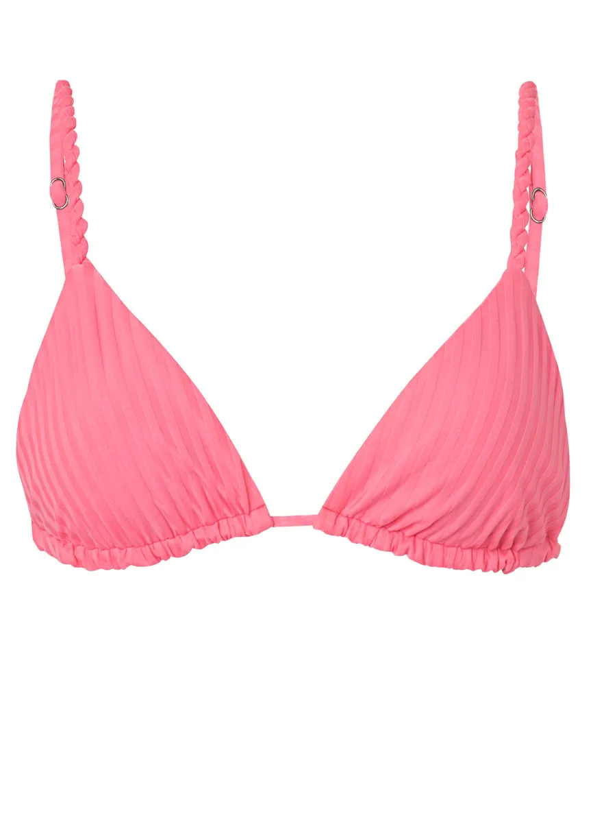 Maaji Taffy Pink Upbraid Sliding Triangle Bikini Top Maaji