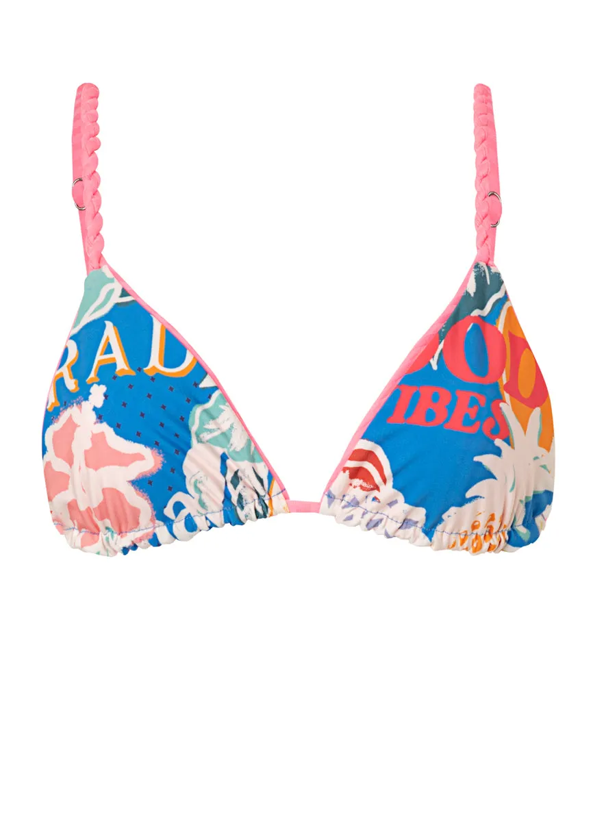Maaji Taffy Pink Upbraid Sliding Triangle Bikini Top Maaji