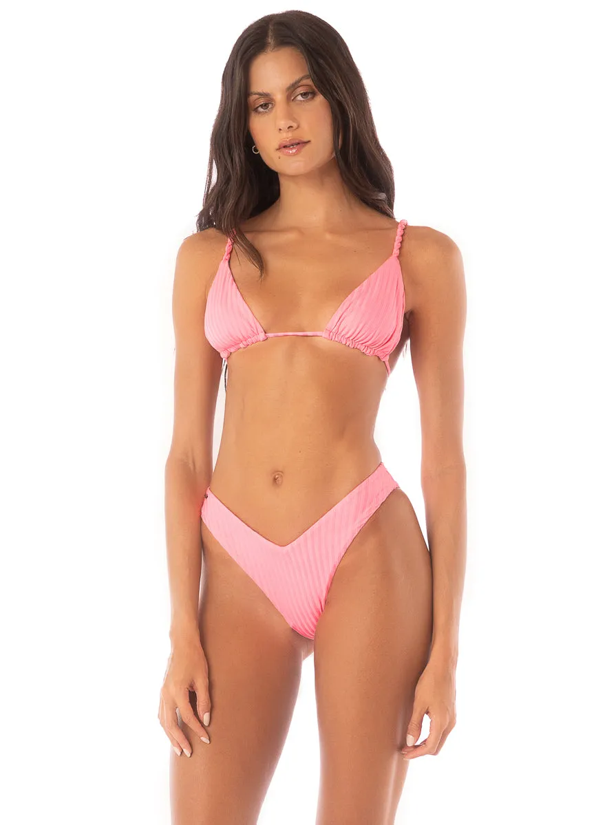 Maaji Taffy Pink Upbraid Sliding Triangle Bikini Top Maaji