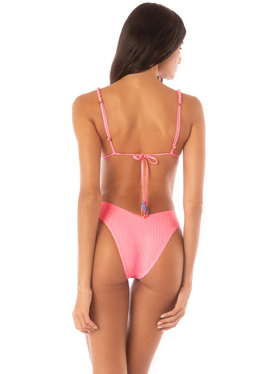 Maaji Taffy Pink Upbraid Sliding Triangle Bikini Top Maaji