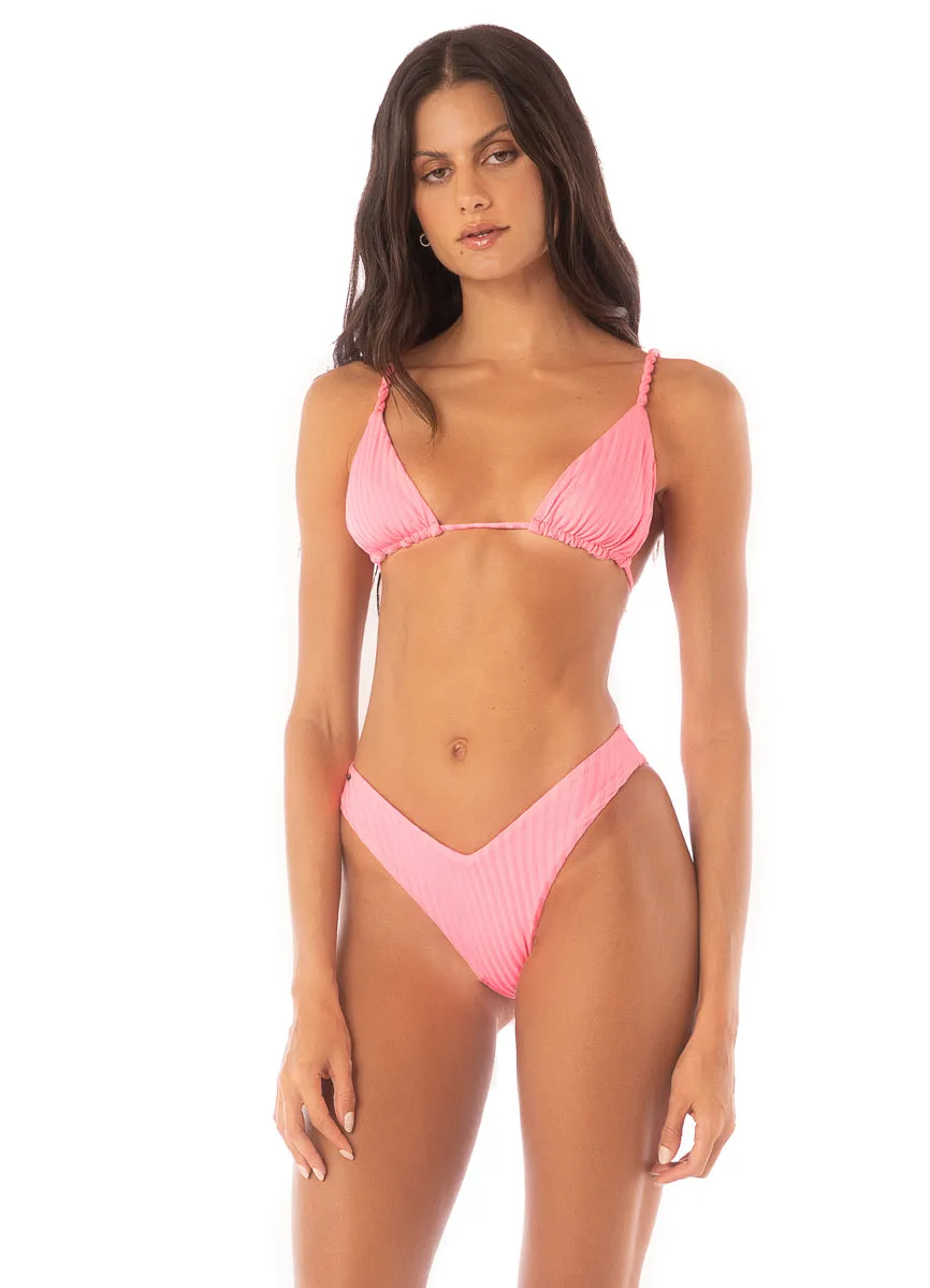 Maaji Taffy Pink Valerya Regular Rise Double V Bikini Bottom Maaji