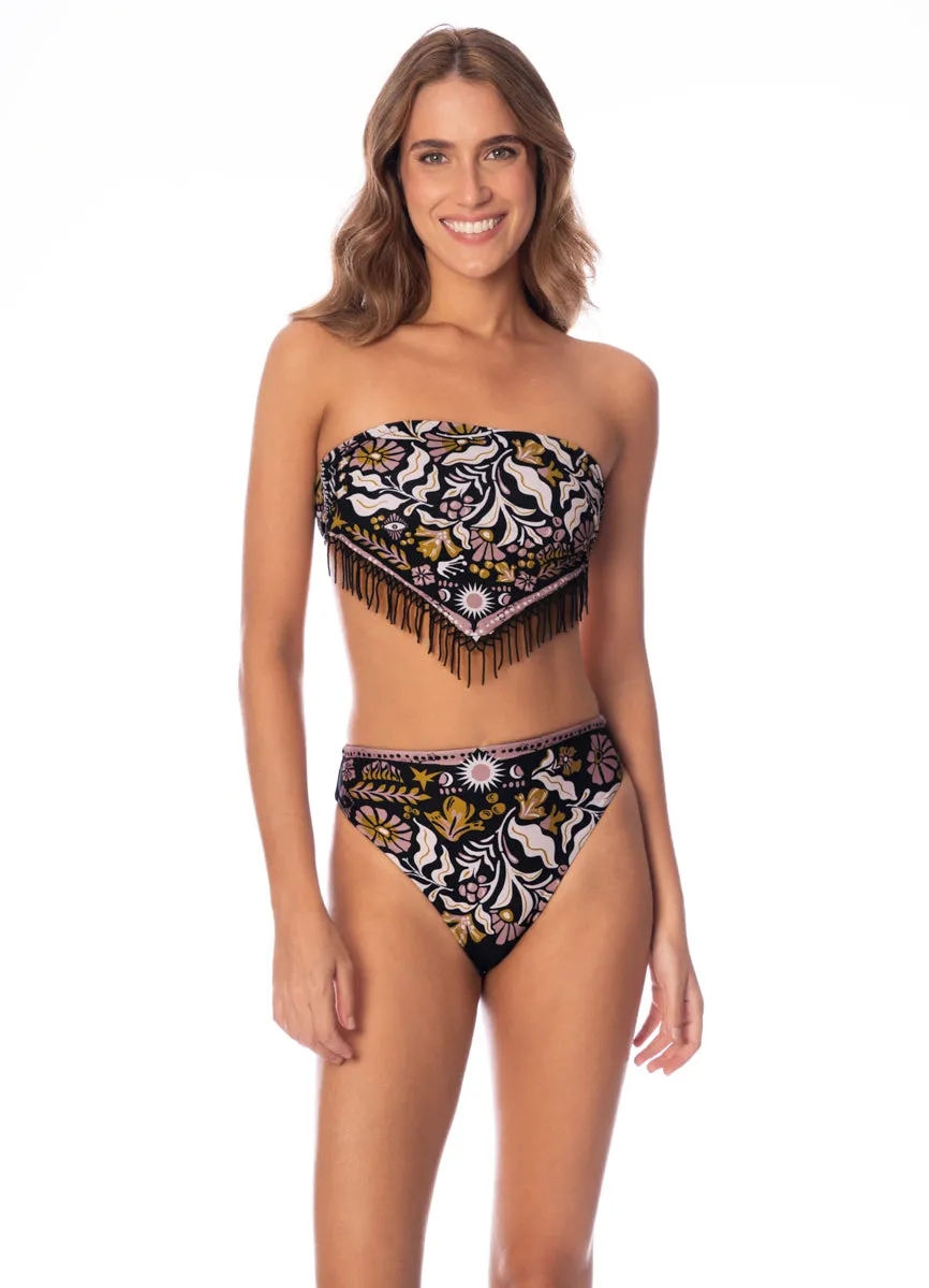 Maaji Tapestry Of Leaves Sully High Rise Classic Bikini Bottom Maaji