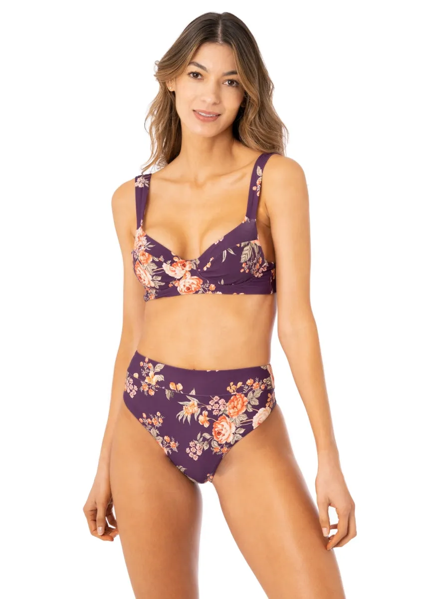 Maaji Vintage Flower Suzy Q High Rise/High Leg Bikini Bottom Maaji