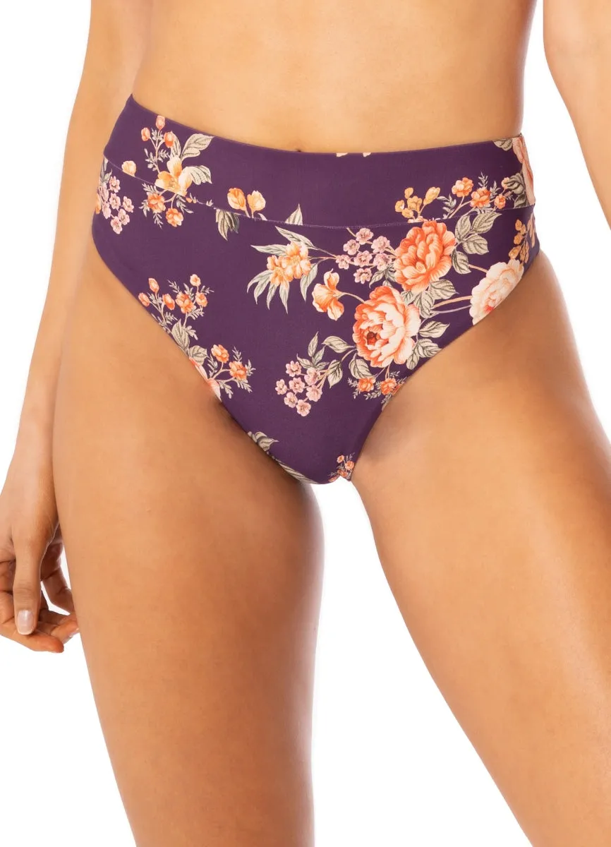 Maaji Vintage Flower Suzy Q High Rise/High Leg Bikini Bottom Maaji