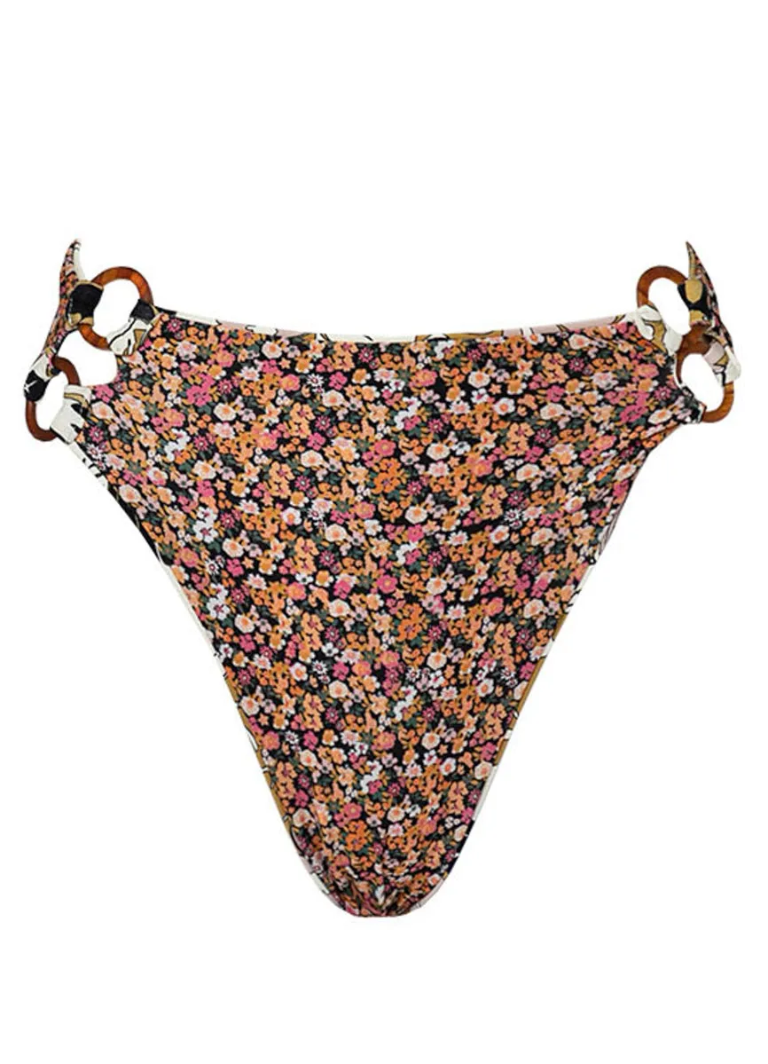 Maaji Vintage Garden Sussana High Rise Double Ring Side Bikini Bottom Maaji