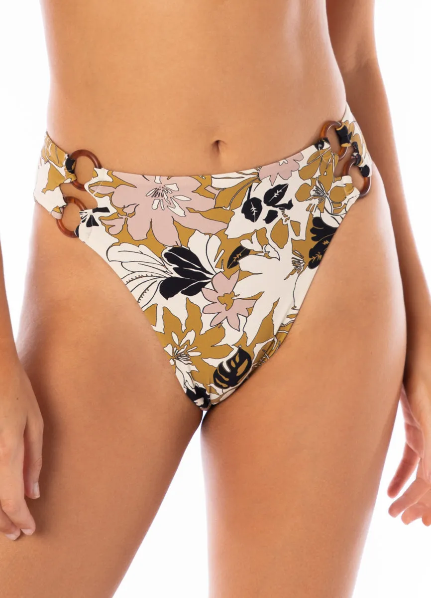 Maaji Vintage Garden Sussana High Rise Double Ring Side Bikini Bottom Maaji