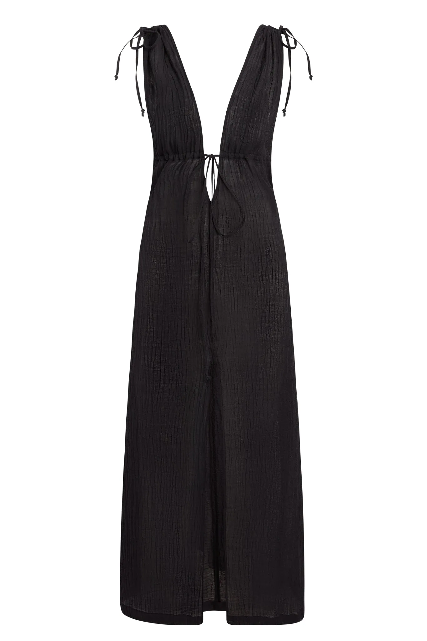 Mallorca Dress - Black Crinkle Linen Monday Swimwear