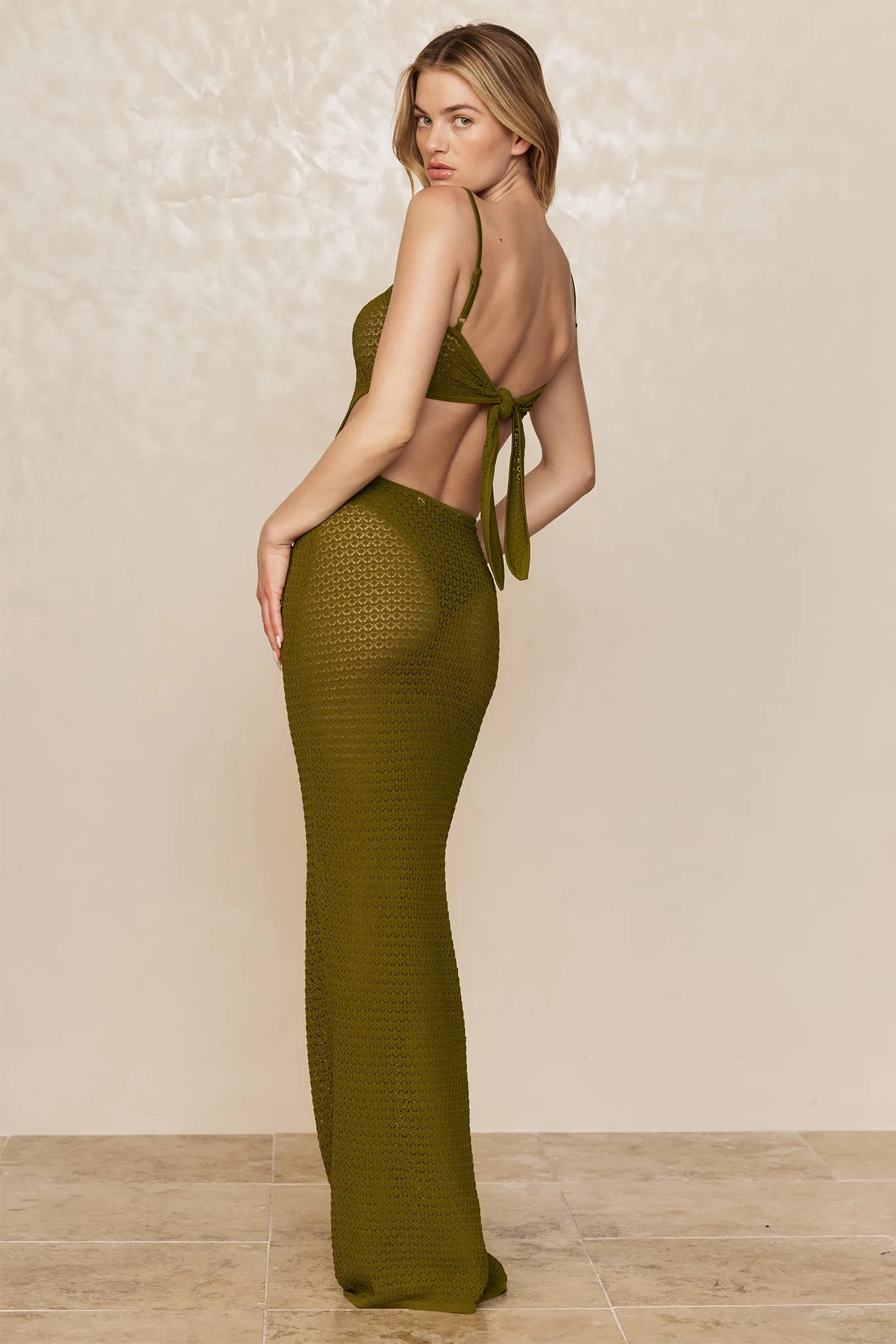 Marrakesh Dress - Olive Lace Crochet Monday Swimwear