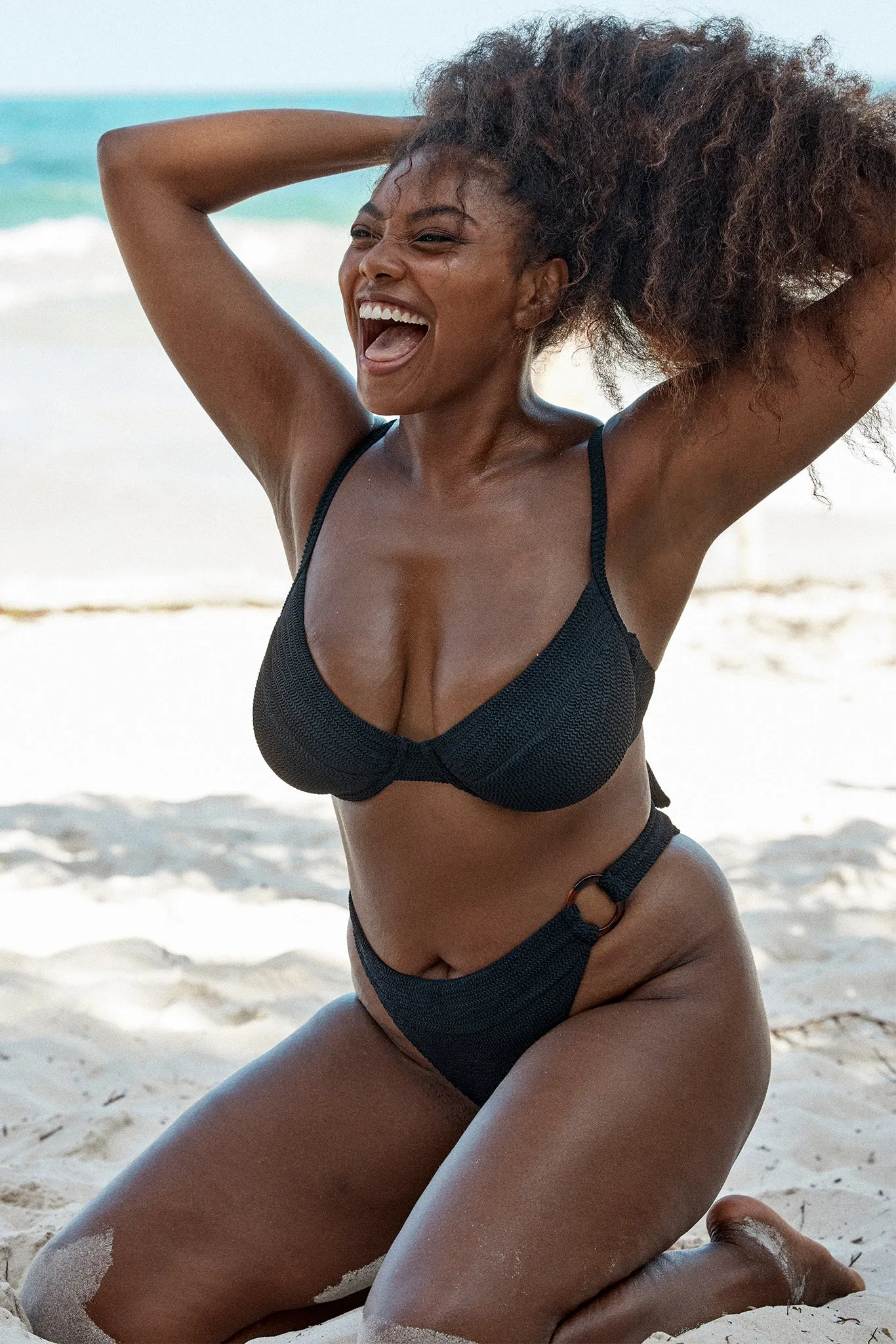 Maui Top - Black Crinkle Monday Swimwear
