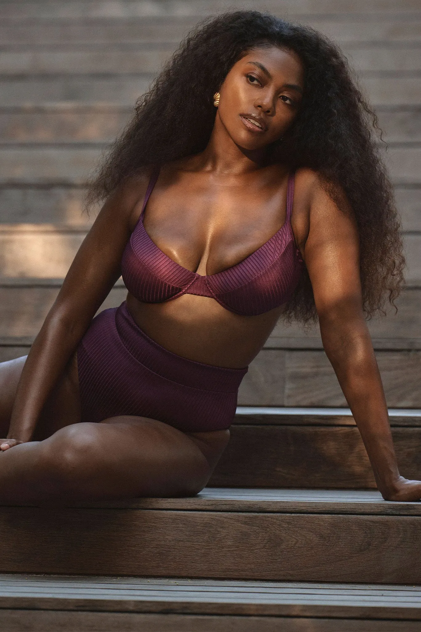 Maui Top - Eggplant Wide Rib Monday Swimwear