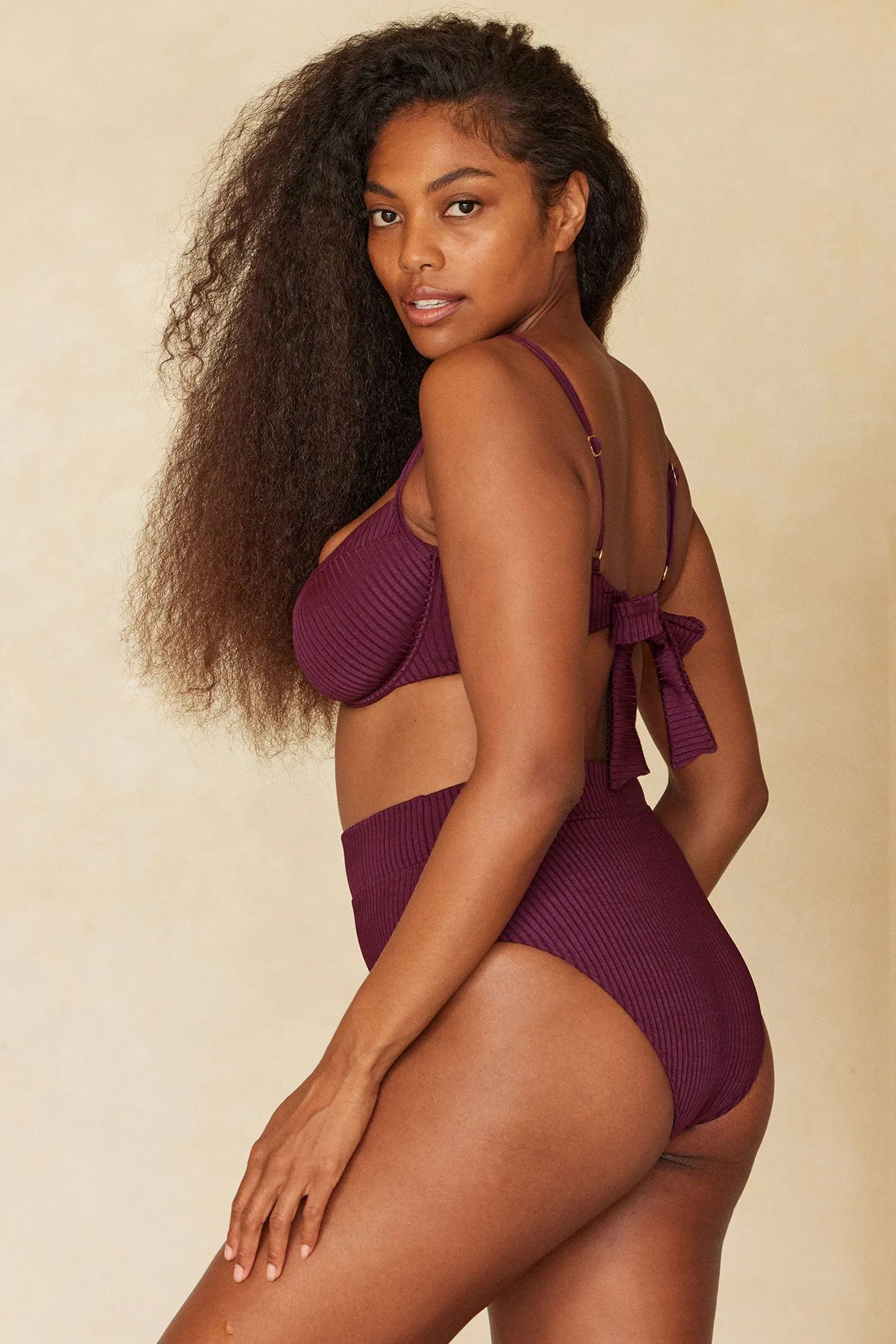 Maui Top - Eggplant Wide Rib Monday Swimwear