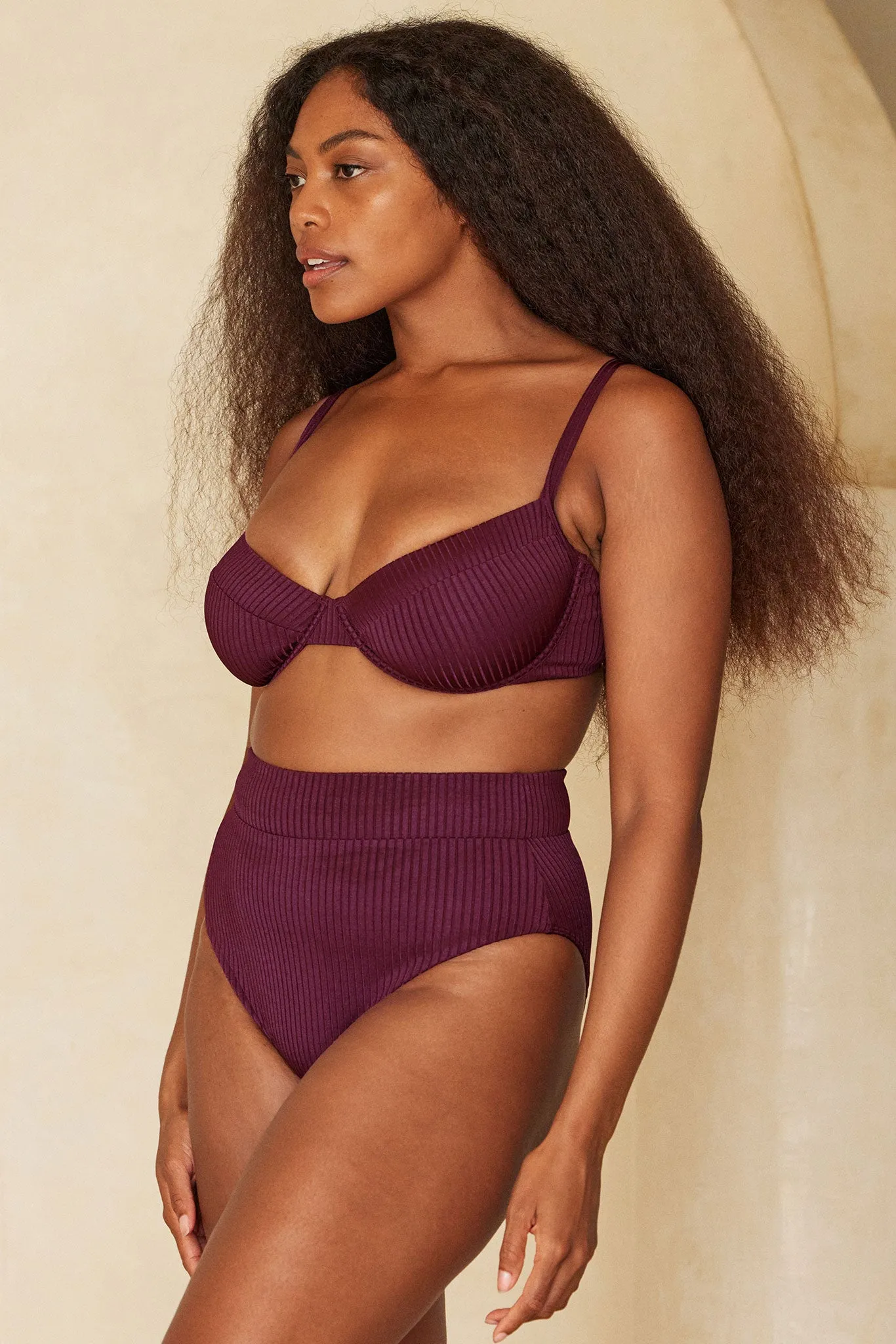 Maui Top - Eggplant Wide Rib Monday Swimwear