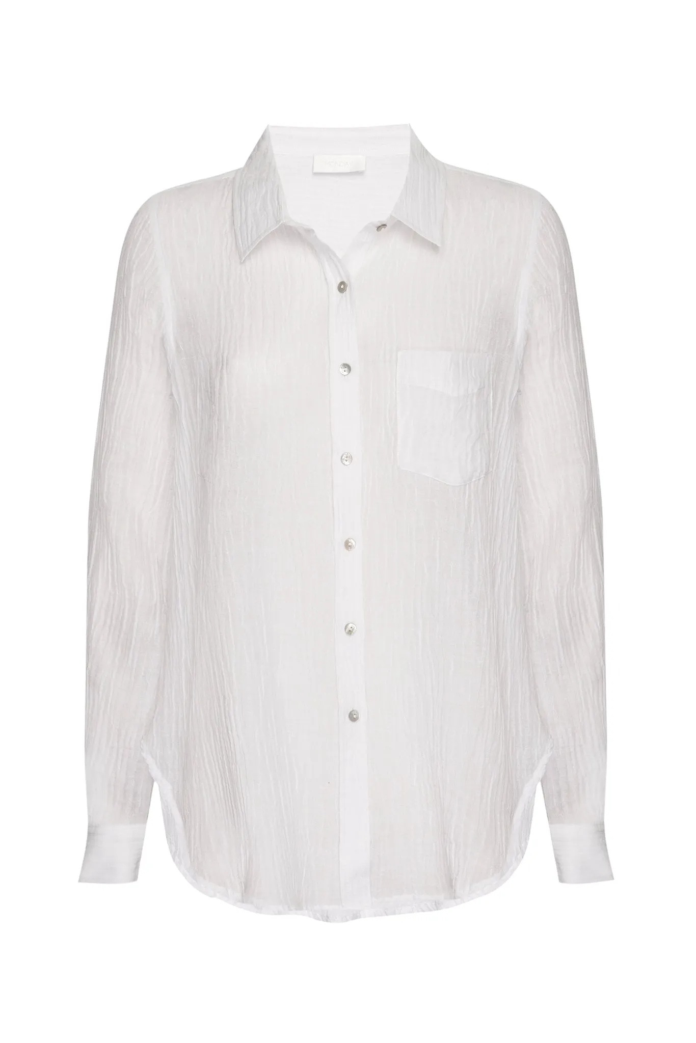Monaco Shirt - White Crinkle Linen Monday Swimwear