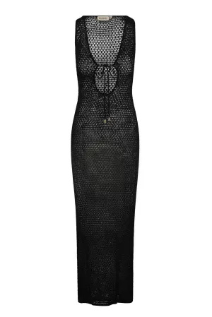 Monte Carlo Tie Dress - Black Lace Crochet Monday Swimwear