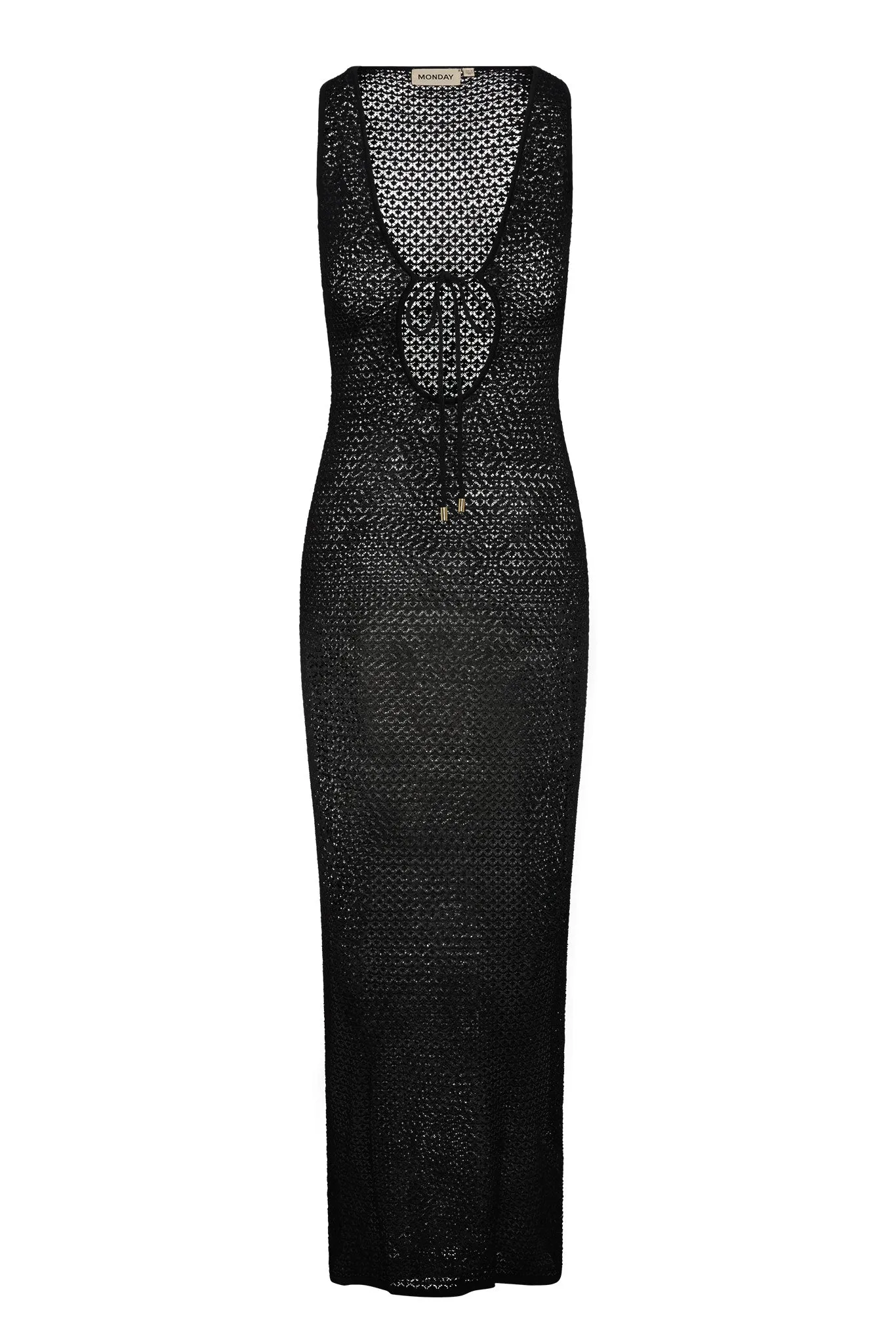 Monte Carlo Tie Dress - Black Lace Crochet Monday Swimwear