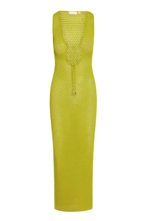 Monte Carlo Tie Dress - Chartreuse Lace Crochet Monday Swimwear