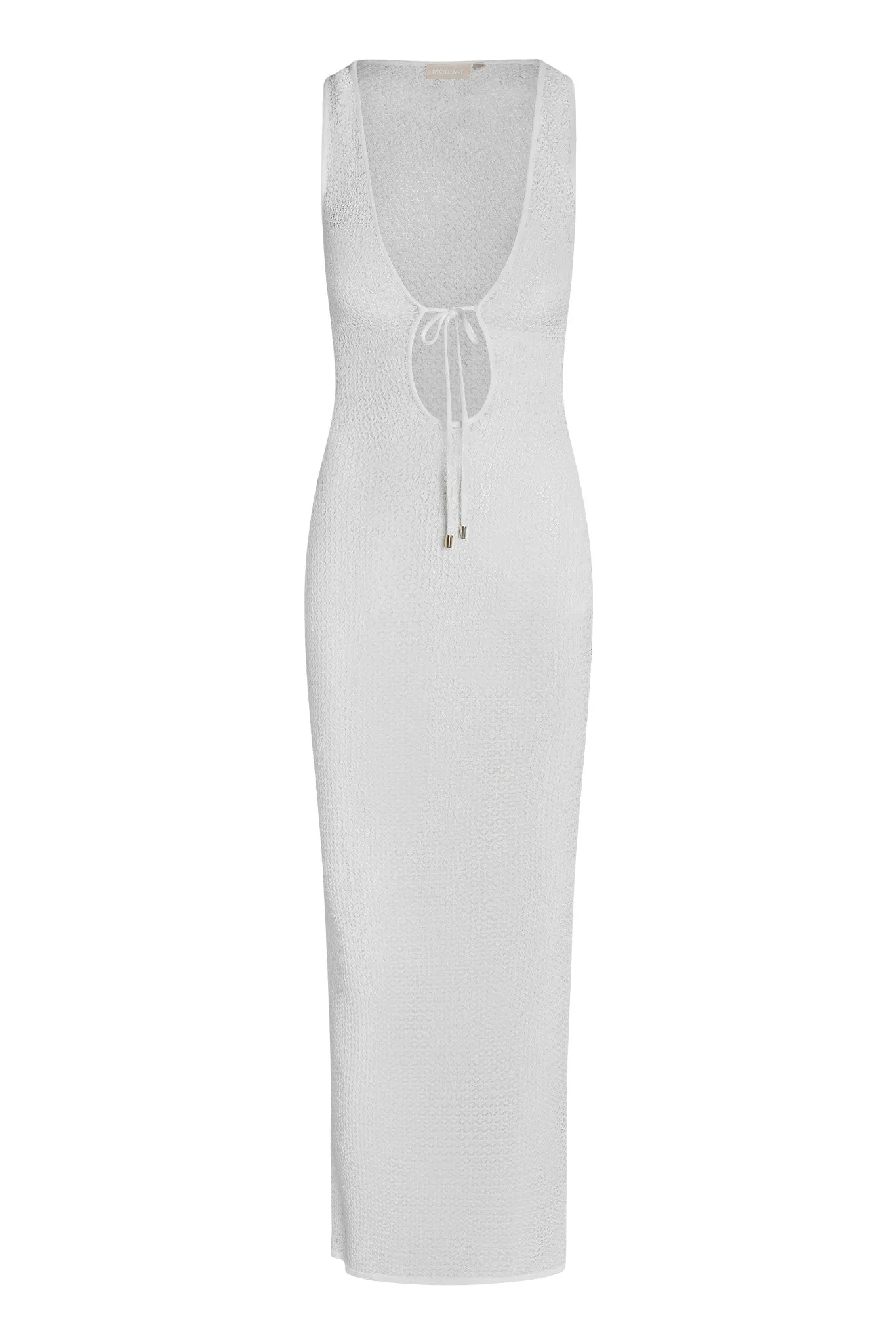 Monte Carlo Tie Dress - White Lace Crochet Monday Swimwear