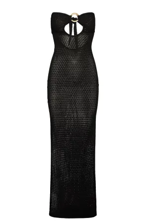 Montego Bandeau Dress - Black Lace Crochet Monday Swimwear