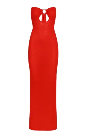Montego Bandeau Dress - Chili Pepper Lace Crochet Monday Swimwear