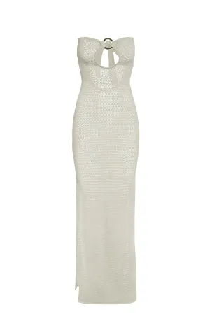 Montego Bandeau Dress - Ivory Lurex Lace Crochet Monday Swimwear
