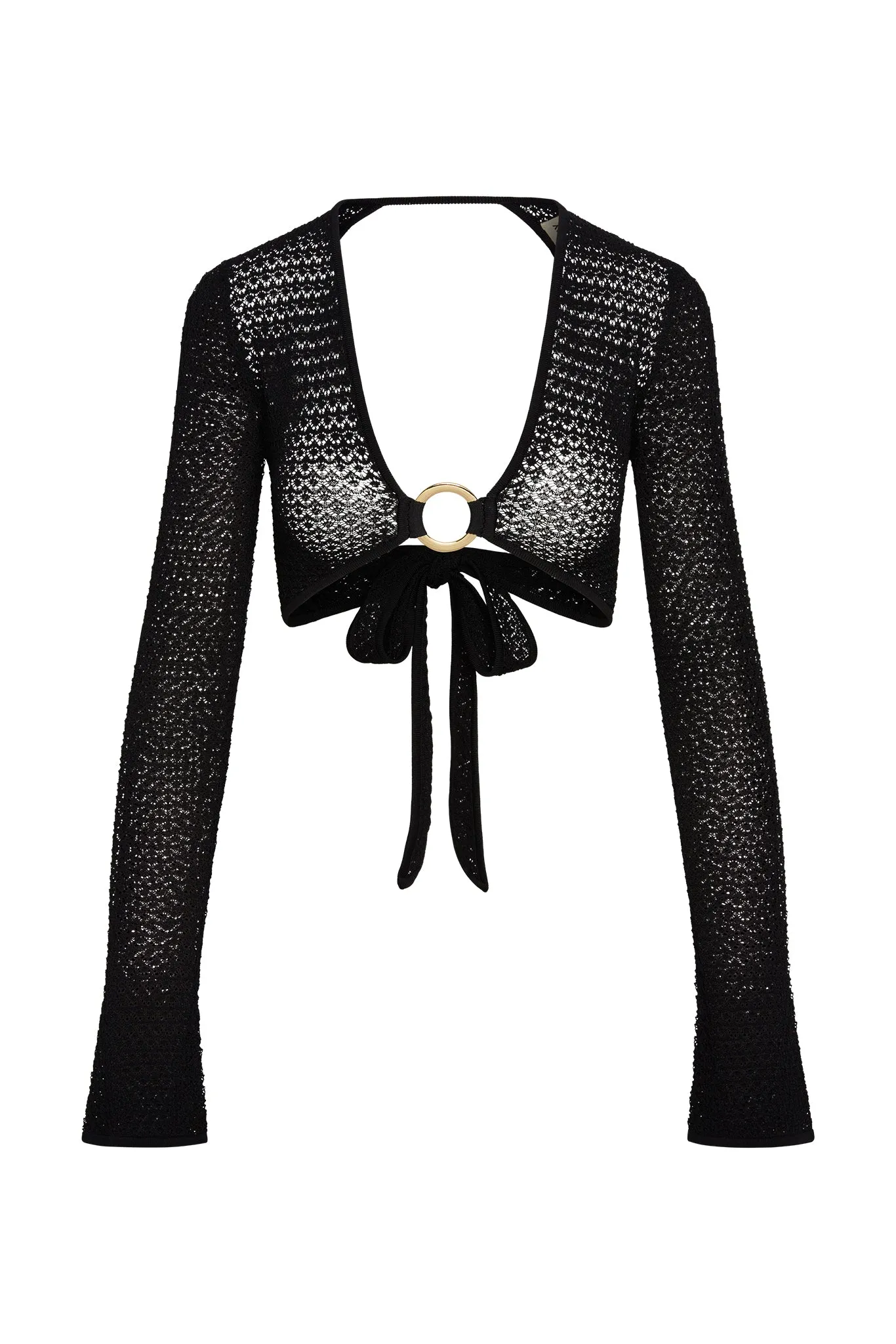 Montego Crop Top - Black Lace Crochet Monday Swimwear