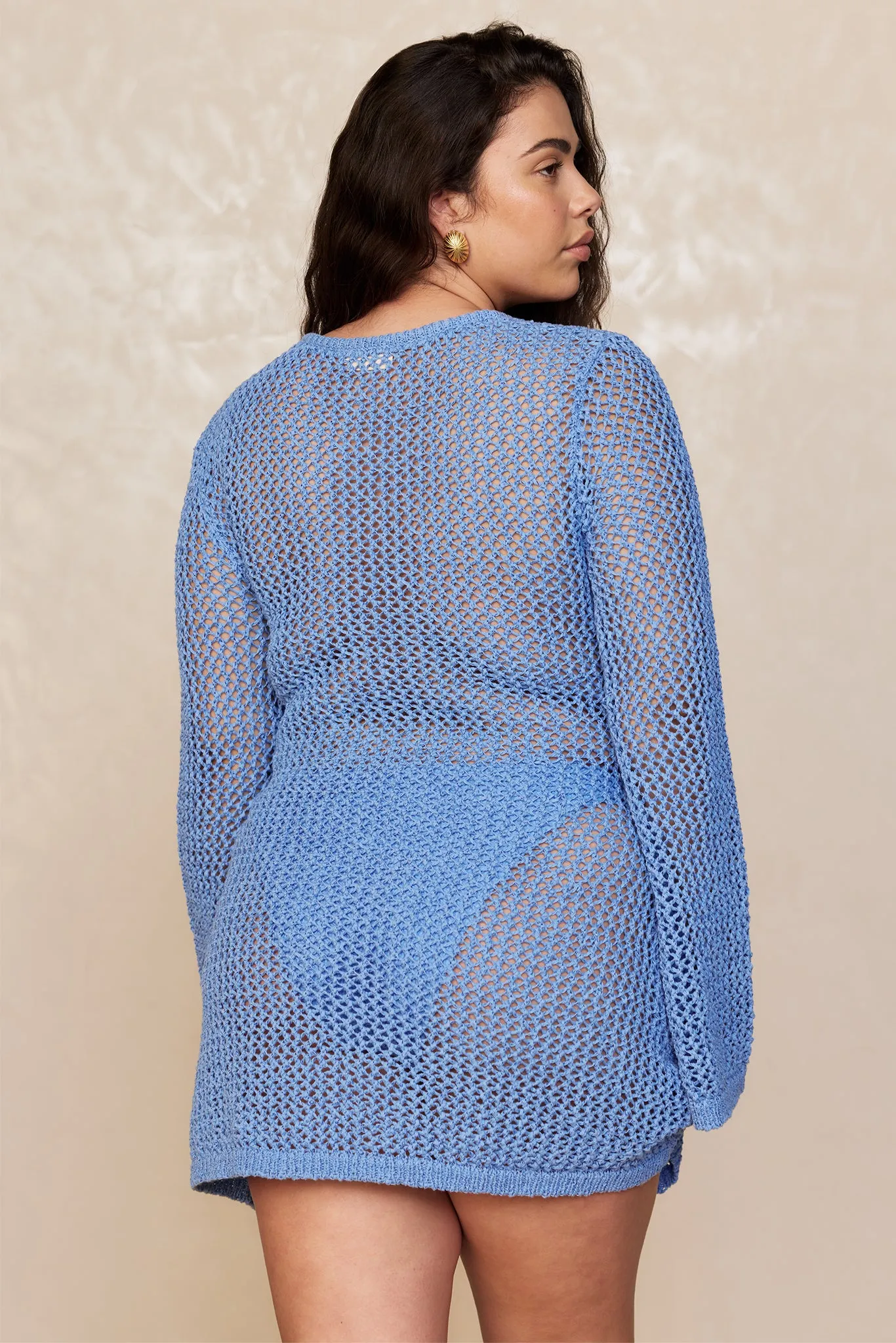 Montego Mini Dress - Azure Petit Crochet Monday Swimwear