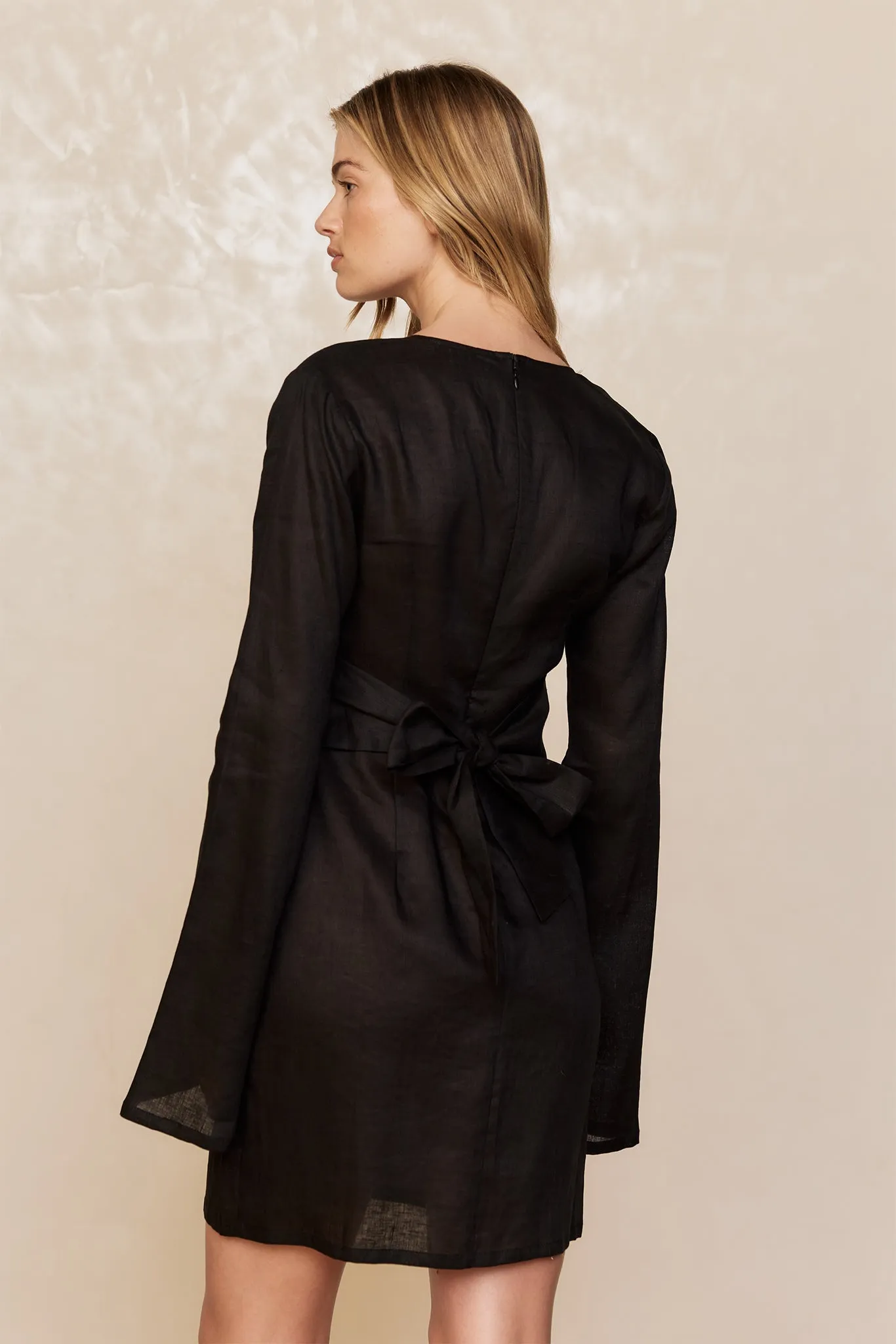 Montego Mini Dress - Black Linen Monday Swimwear
