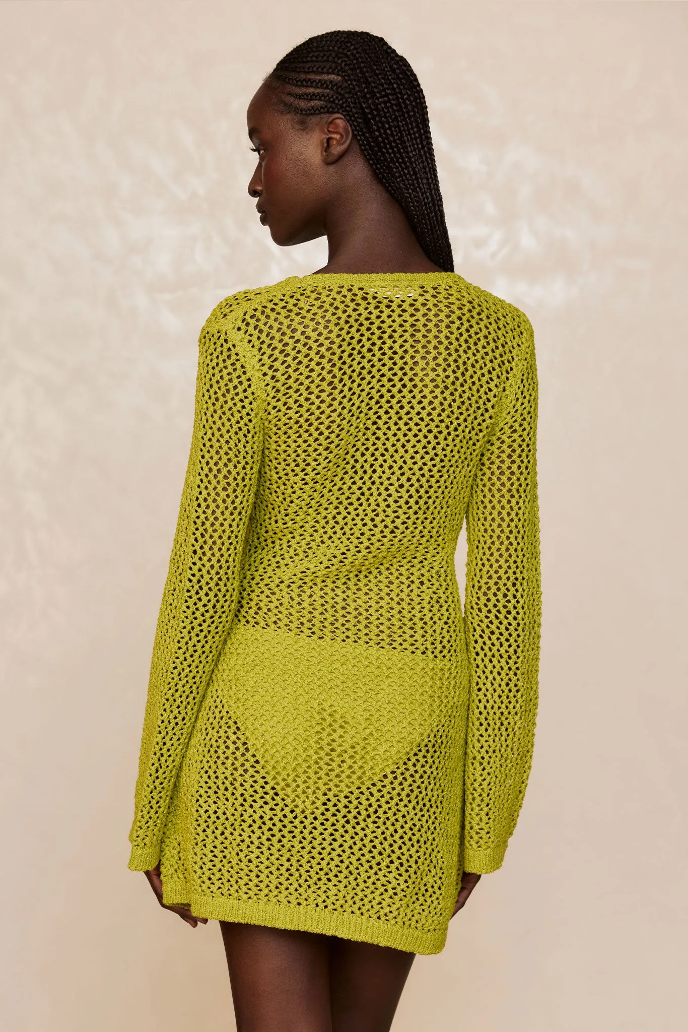 Montego Mini Dress - Chartreuse Petit Crochet Monday Swimwear