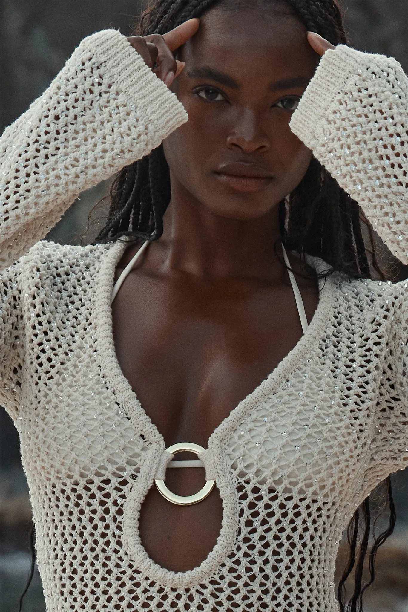 Montego Mini Dress - Ivory Diamond Crochet Monday Swimwear