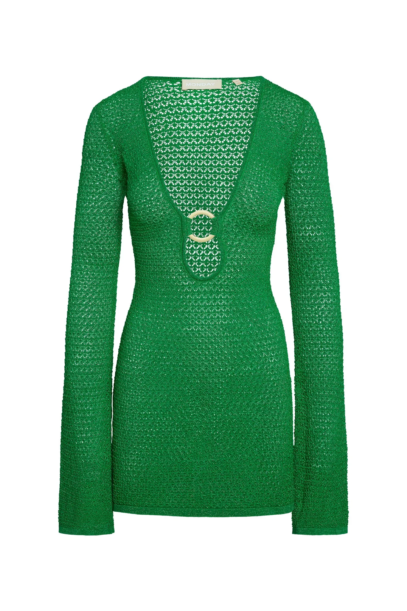 Montego Mini Dress - Palm Green Lurex Lace Crochet Monday Swimwear