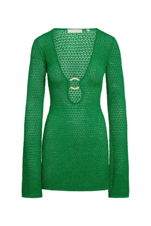 Montego Mini Dress - Palm Green Lurex Lace Crochet Monday Swimwear