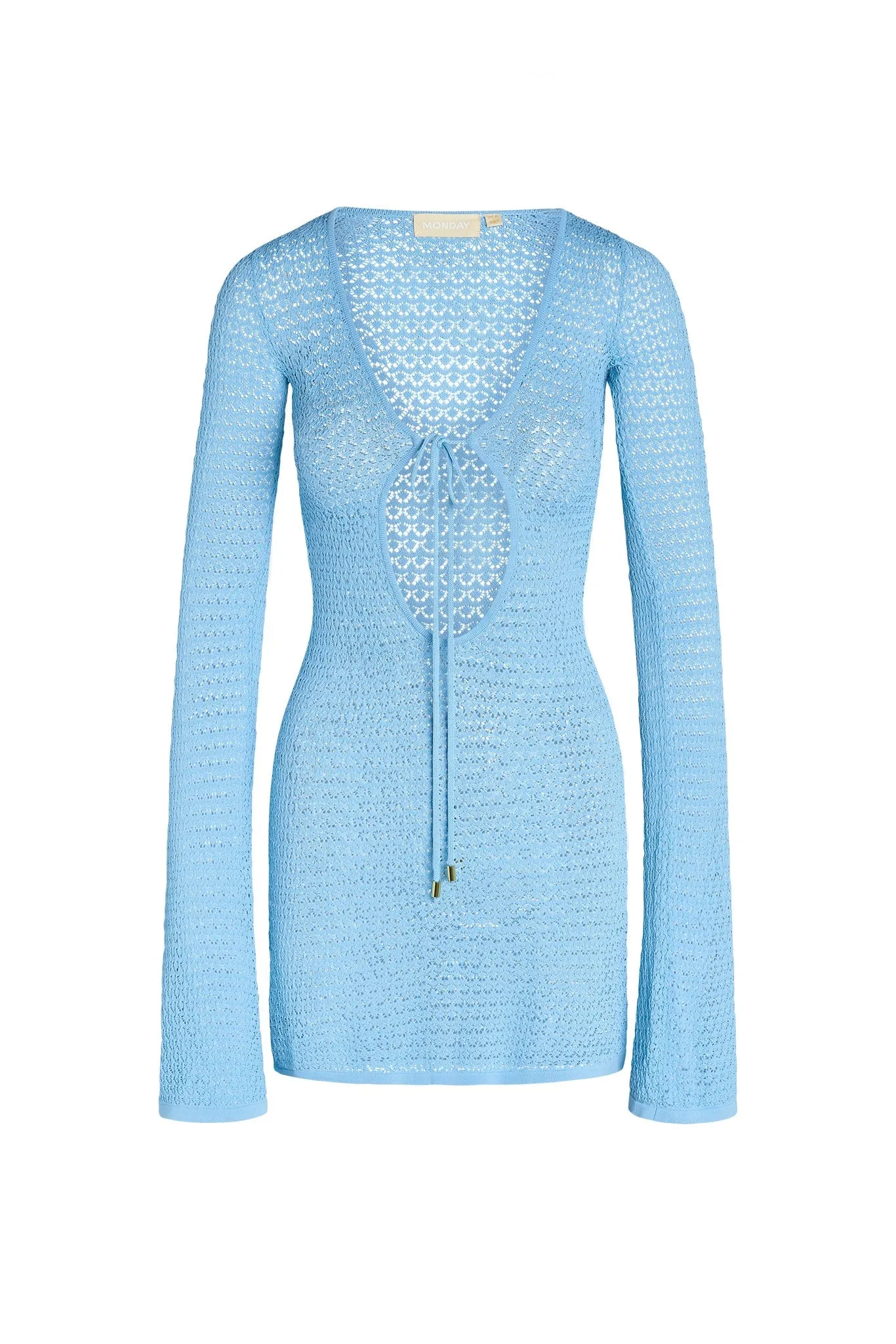 Montego Mini Tie Dress - Ibiza Blue Lace Crochet Monday Swimwear