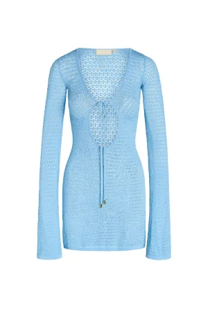 Montego Mini Tie Dress - Ibiza Blue Lace Crochet Monday Swimwear