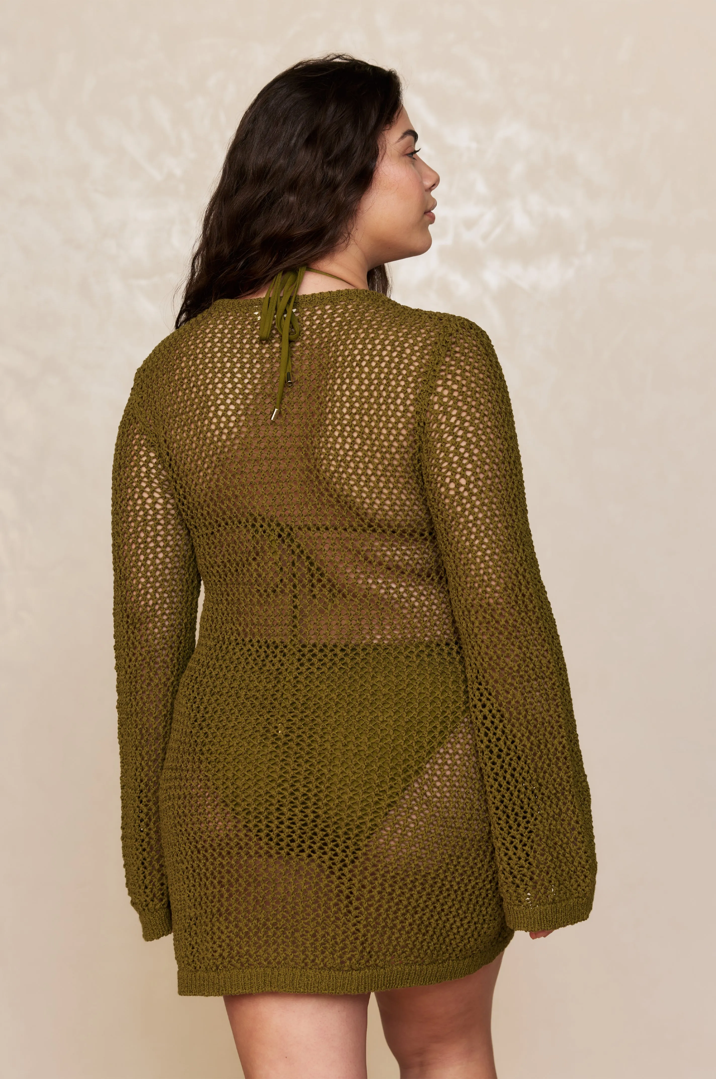 Montego Mini Tie Dress - Olive Petit Crochet Monday Swimwear