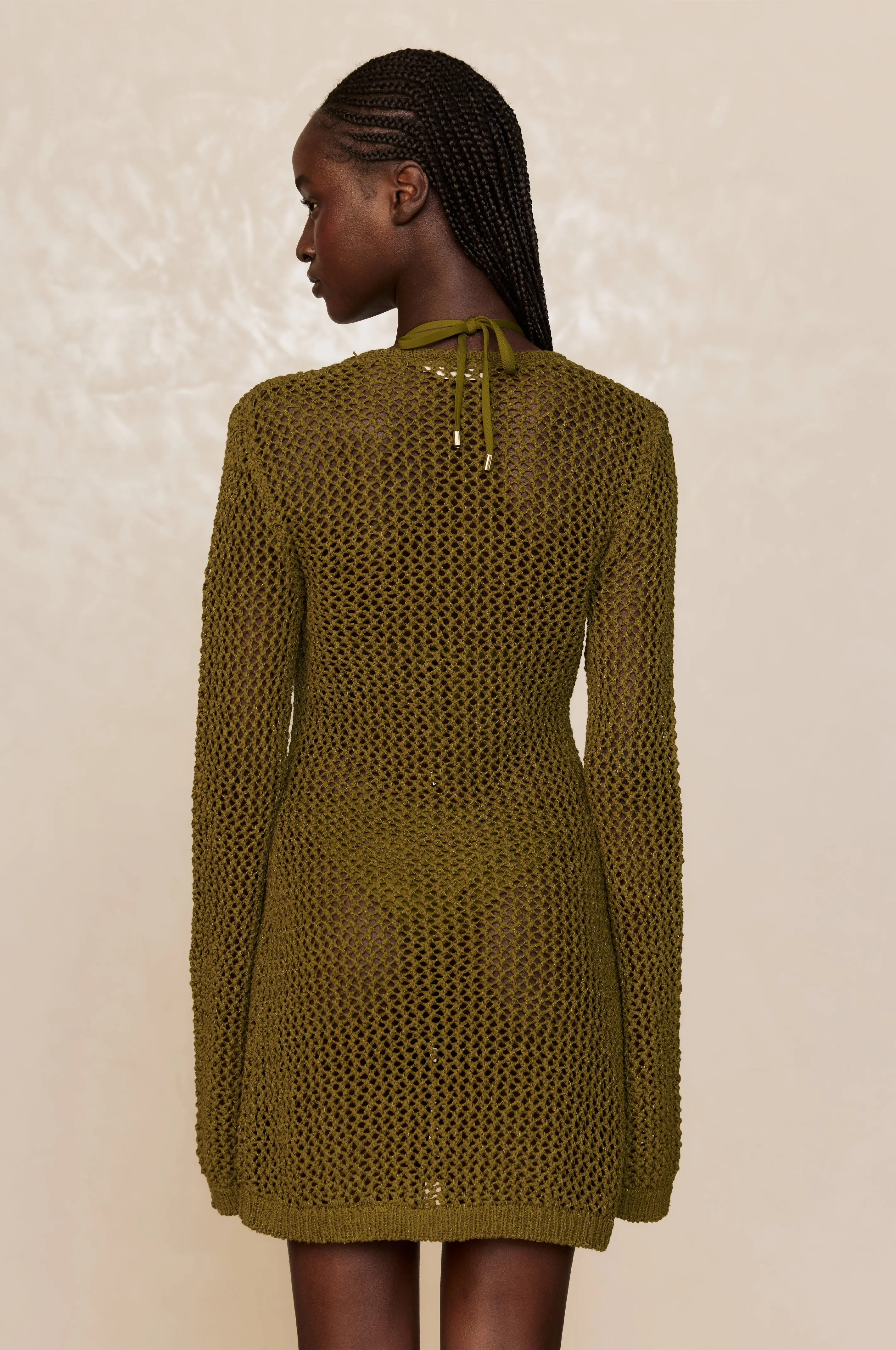 Montego Mini Tie Dress - Olive Petit Crochet Monday Swimwear